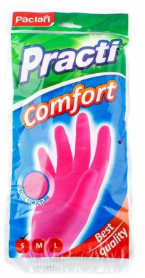 Перчатки резиновые Paclan Practi Comfort (S) розовые 1 пара