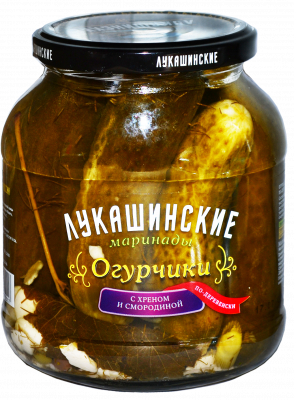 Огурчики по-деревенски с хреном и смород Лукашинские 670г