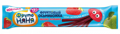 Кусочки фруктовые ФрутоНяня Яблоко/Клубника осьминожка с 12+мес 16г
