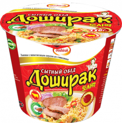 Лапша  б/п со вкусом говядины Сытный обед Доширак 110г стакан