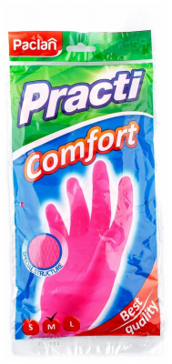 Перчатки резиновые Paclan Practi Comfort (M) розовые 1 пара