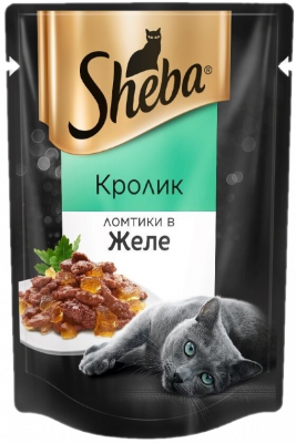 Корм влажный для кошек Шеба Кролик ломтики в желе 75г