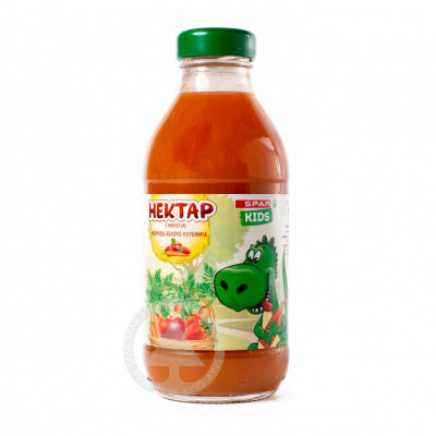 Нектар SPAR Kids Морковь-Яблоко-Клубника с мякотью 0,33л ст/б