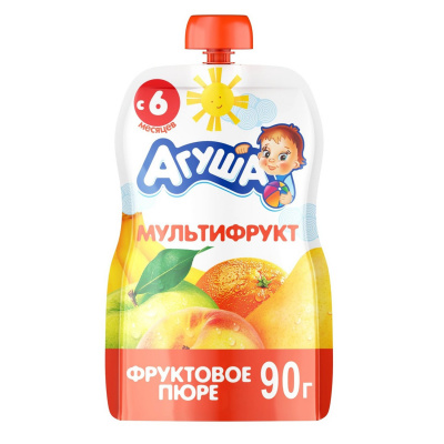 Пюре Агуша Мультифрукт с 6мес д/п 90г