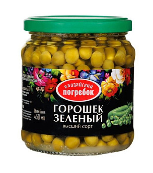 Горошек зеленый Валдайский погребок 450г ст/б